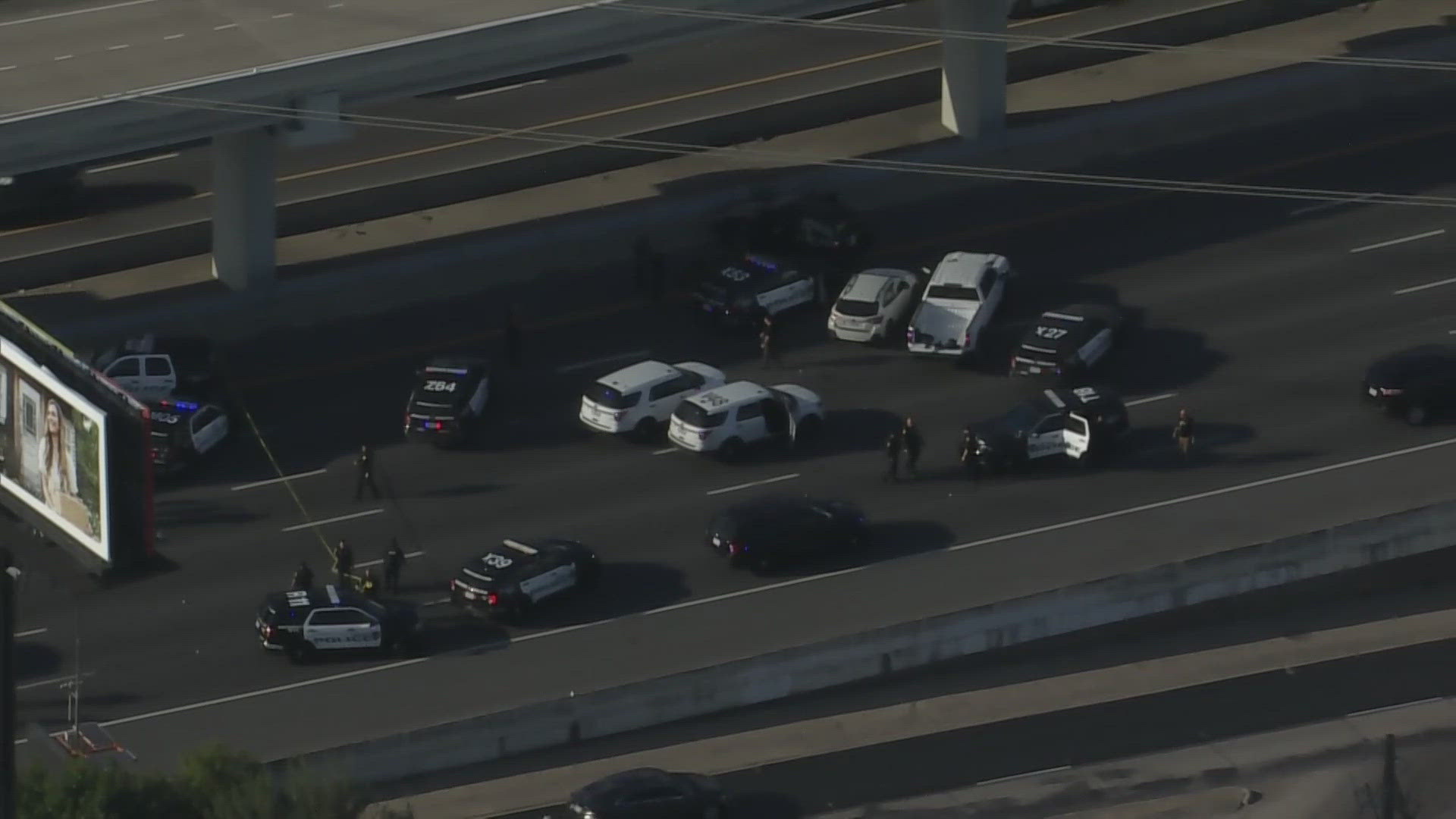 The Southwest Freeway northbound at Hillcroft is shut down after a chase reportedly ended there.