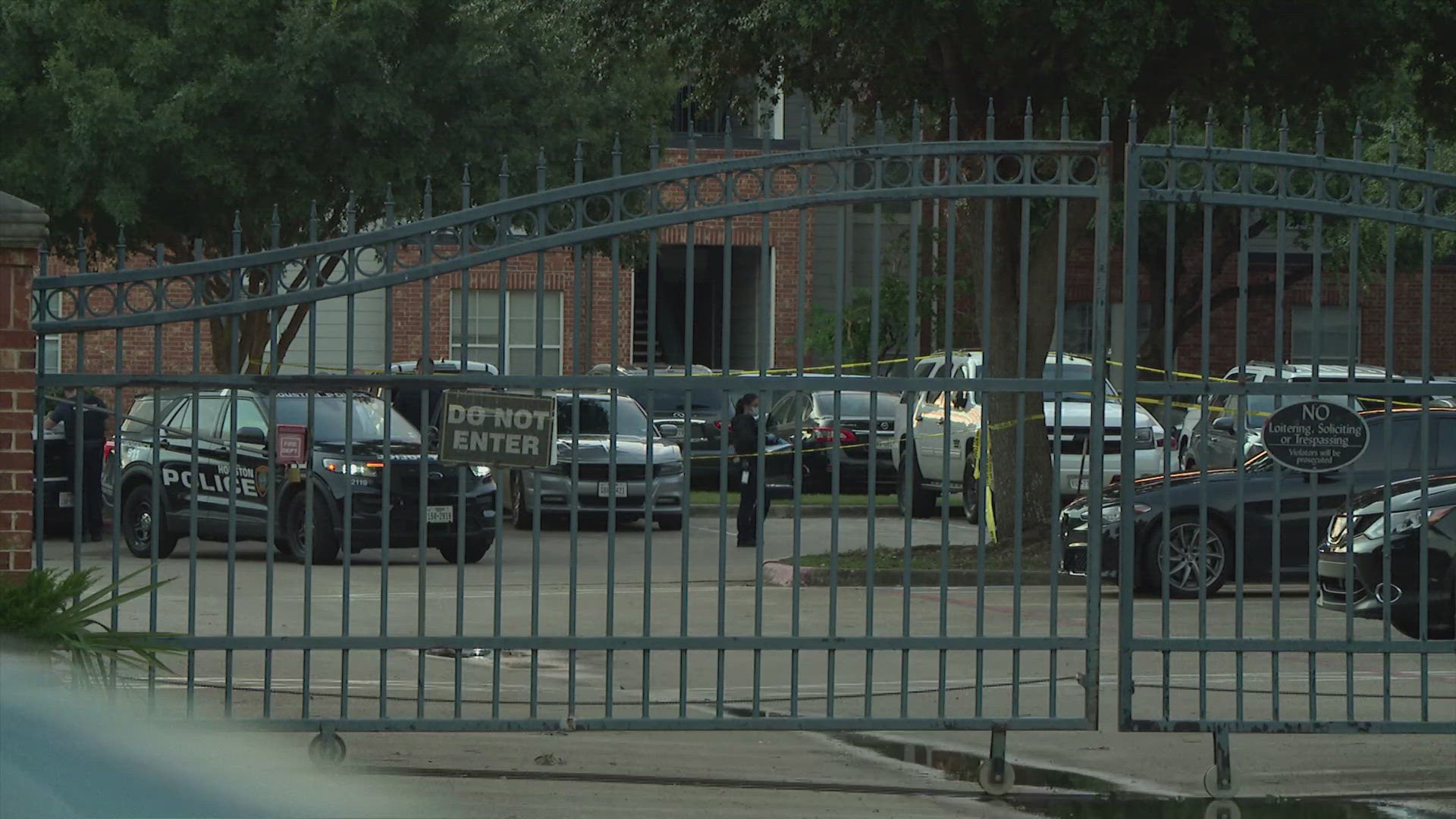 An investigation is underway after shots were fired during a burglary at an apartment complex in southwest Houston Monday morning.