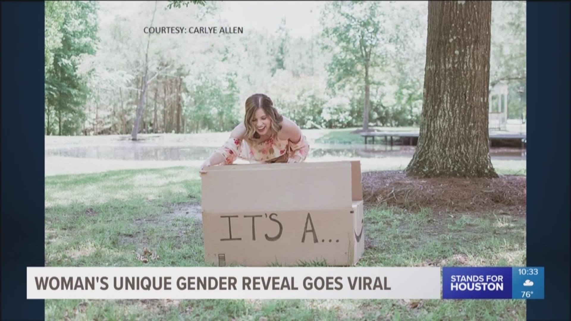 A Texas woman's gender reveal photo shoot has gone viral for one adorable reason.