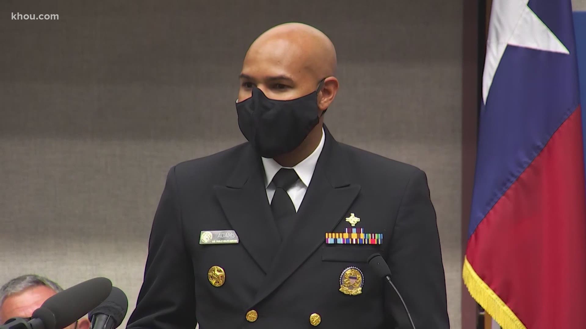 United States Surgeon General Jerome Adams was in Houston on Monday to get an update on the coronavirus vaccine.
