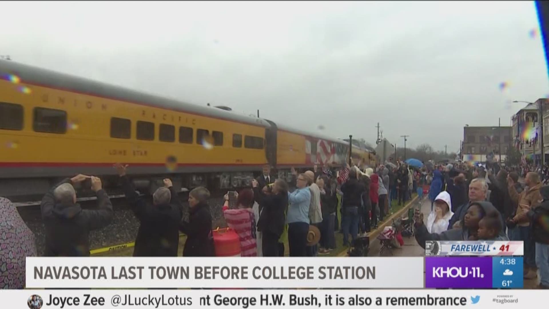 People began lining the tracks, standing on balconies or even rooftops up to four hours early to watch Locomotive 4141 pass through Navasota, the last town before College Station.