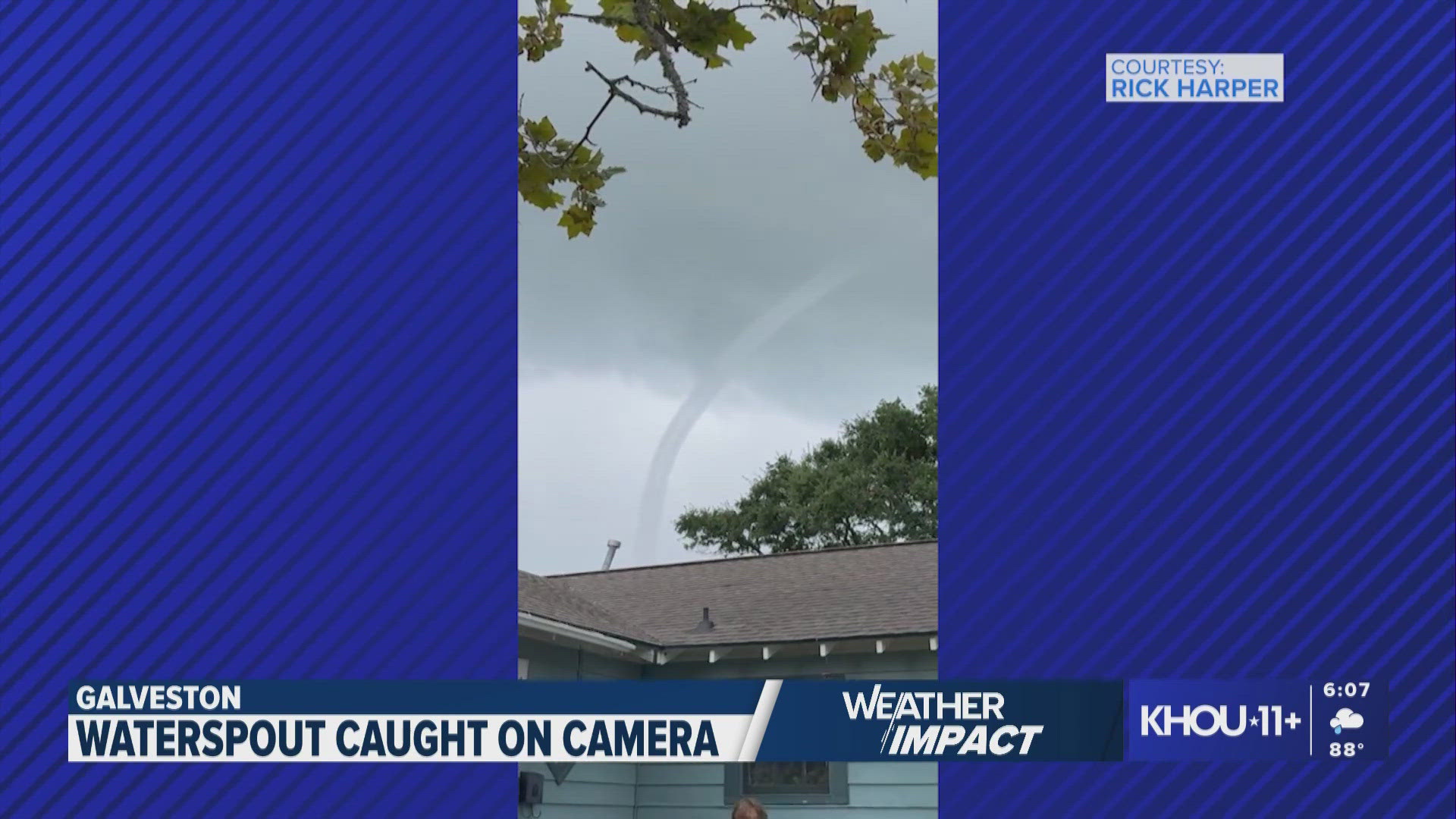 A waterspout was visible across Galveston. It was a waterspout that collapsed tents and threw beach items around. 