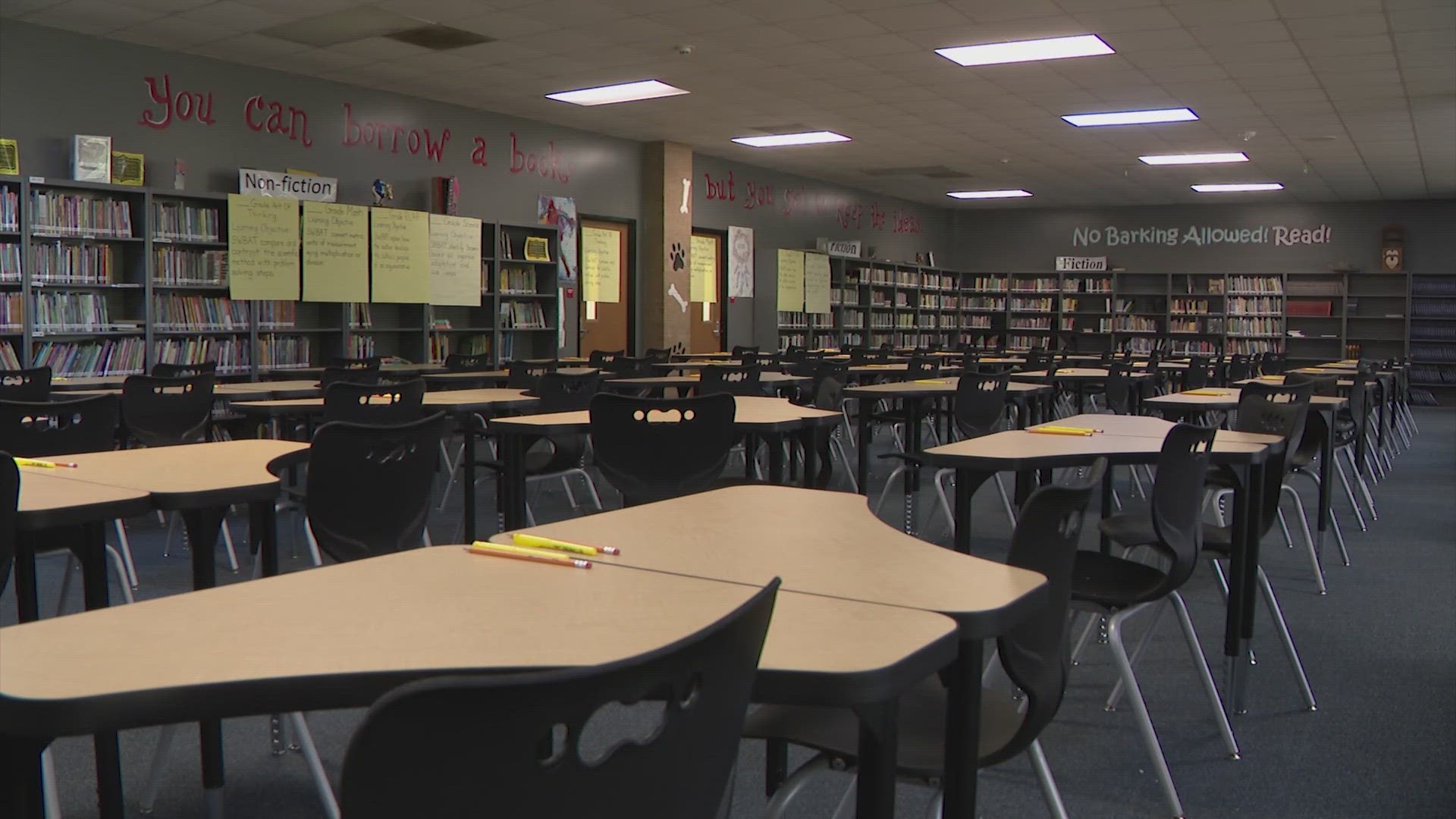 We got a look inside what used to be the library and several classrooms at Forest Brook Middle School.