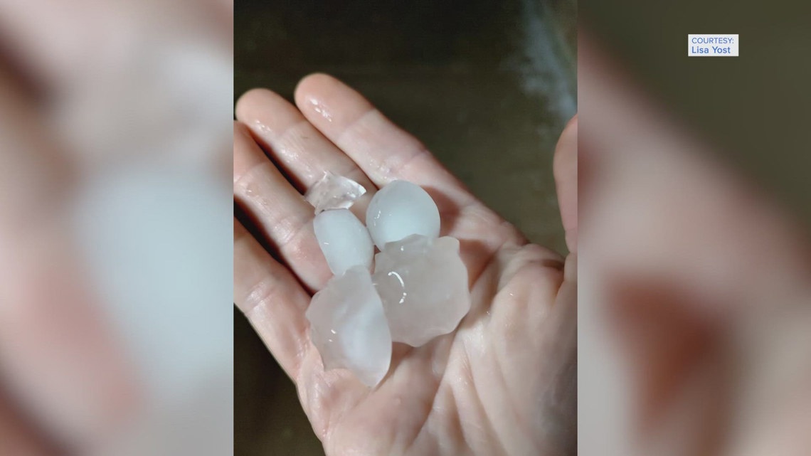 The strong storm moved in after midnight, waking residents up with marble-size hail.