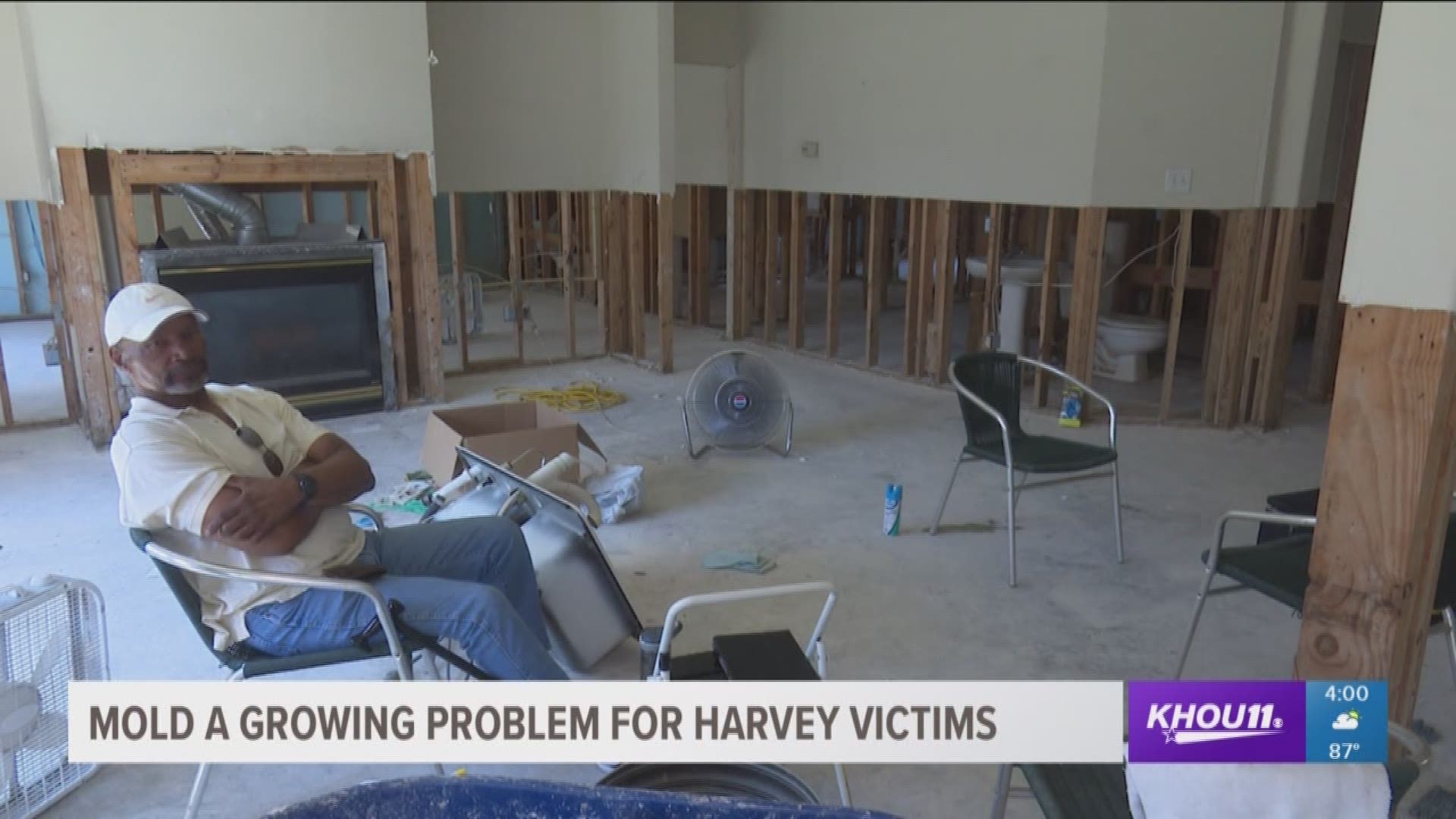 A Katy man who recently lost his wife and then their home to Hurricane Harvey is now dealing with mold that is growing inside of the house. 