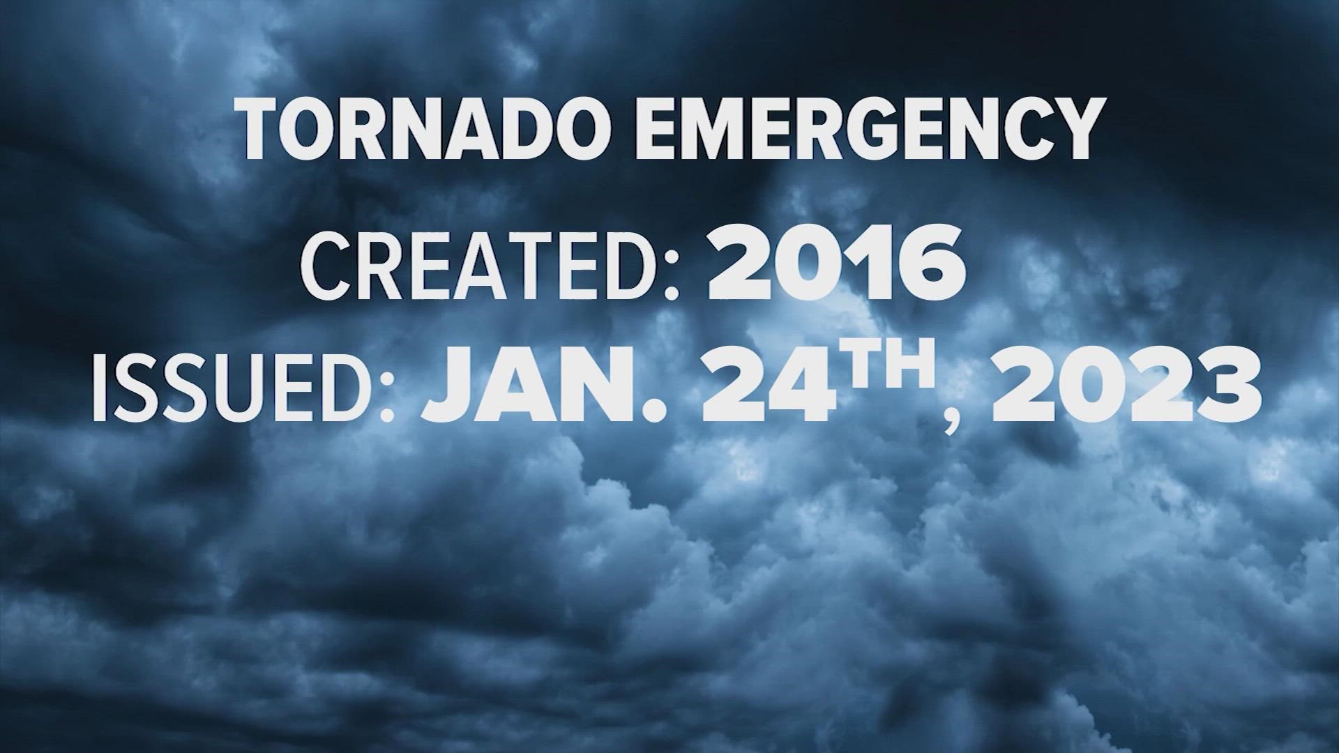 A Tornado Emergency has been available as an alert from the NWS in Houston for seven years but Tuesday, Jan. 24 was the first time it was used.