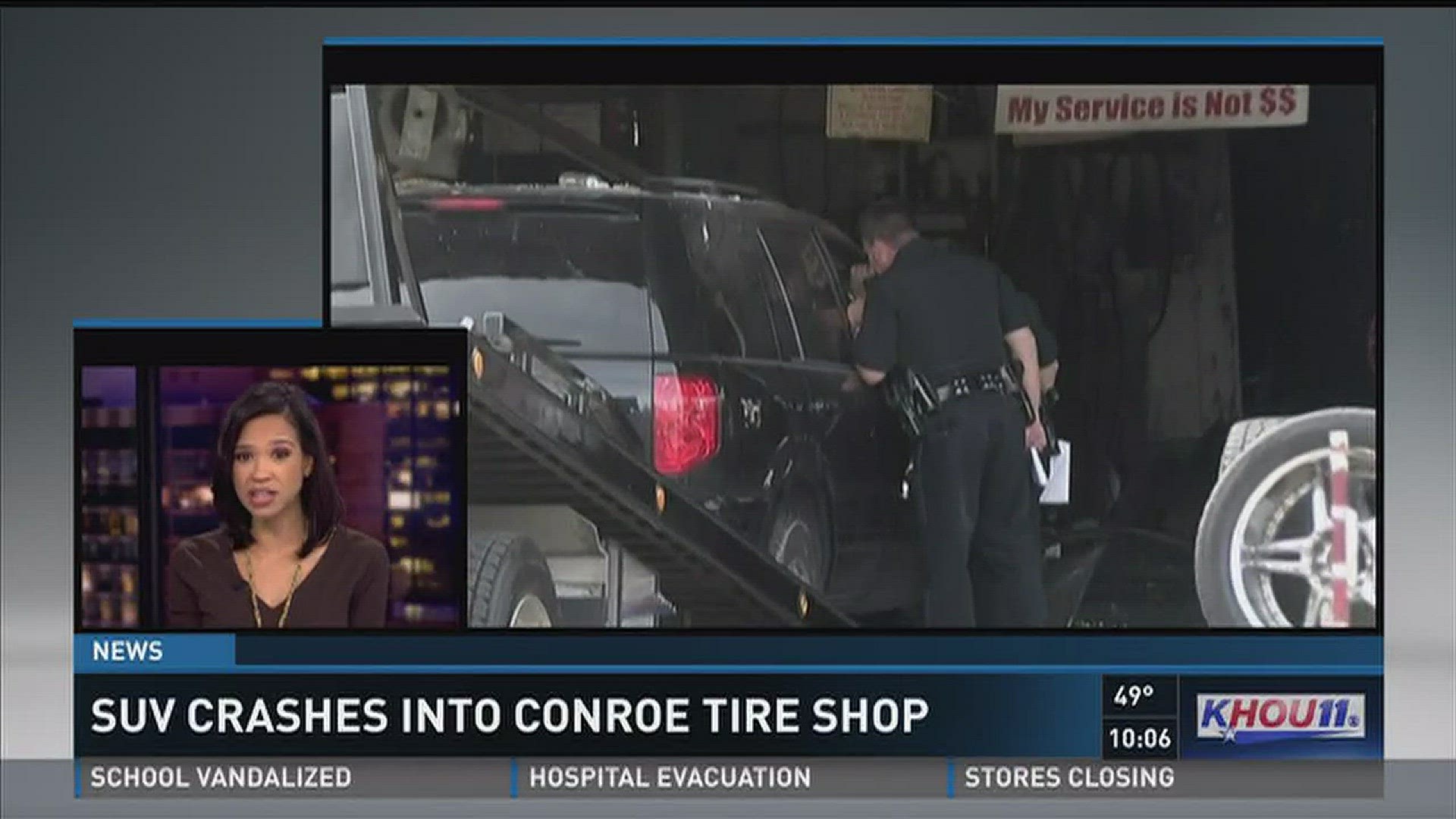 Dramatic video shows SUV crash into Conroe tire shop
