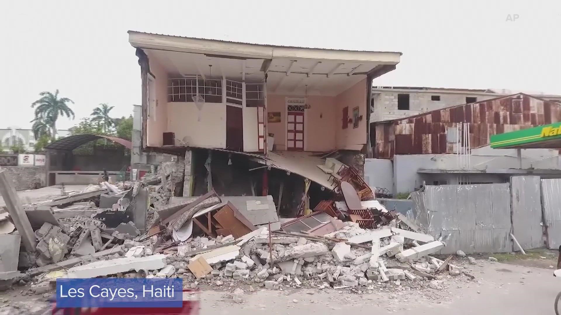 Drone video shows some of the damage in Les Cayes, Haiti after a 7.2 magnitude earthquake on Saturday (8/14)