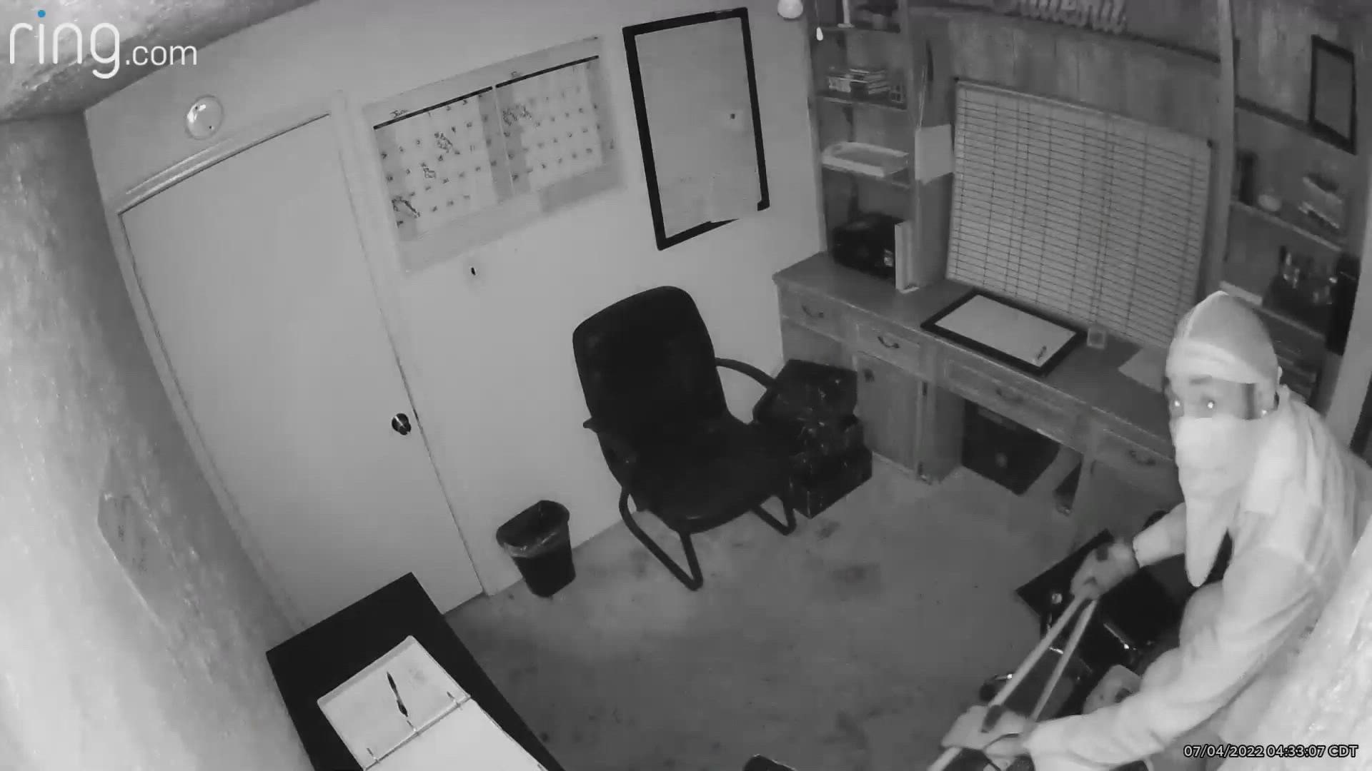 The thief was caught on camera breaking into the Saving Grace Recovery home and stealing donations from a safe.