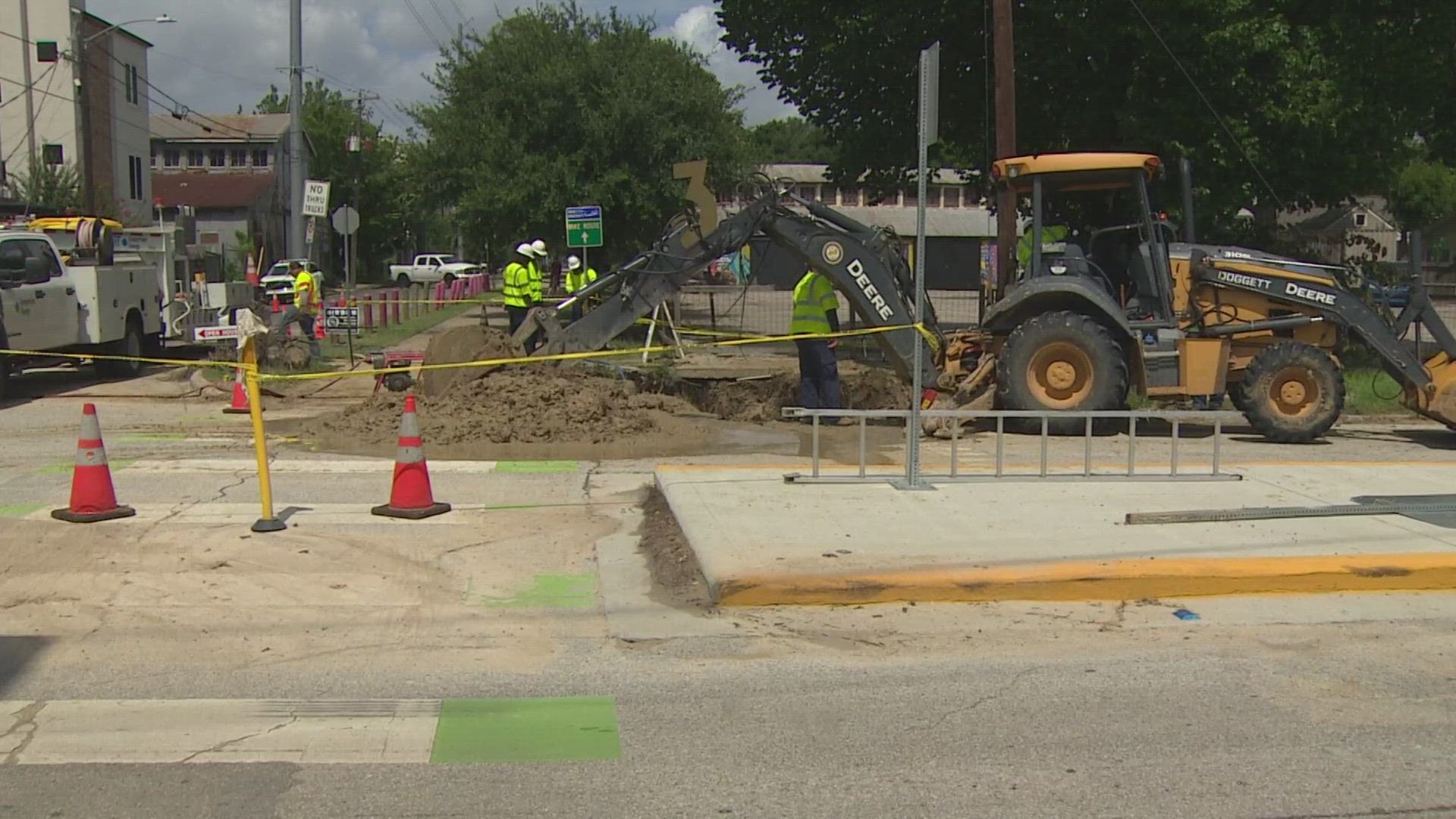 One neighbor said it started about a month ago with a small leak. The busted line was located on Houston Avenue at Spring Street.