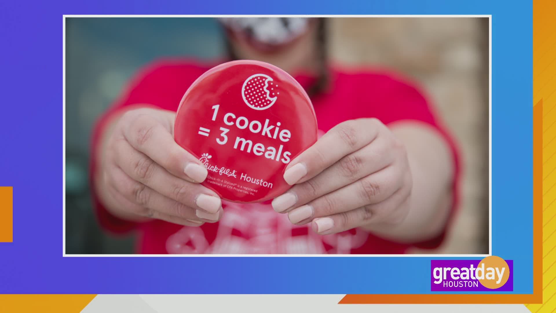 Throughout February, buying a cookie at Chick-fil-A will provide three meals at the Houston Food Bank.