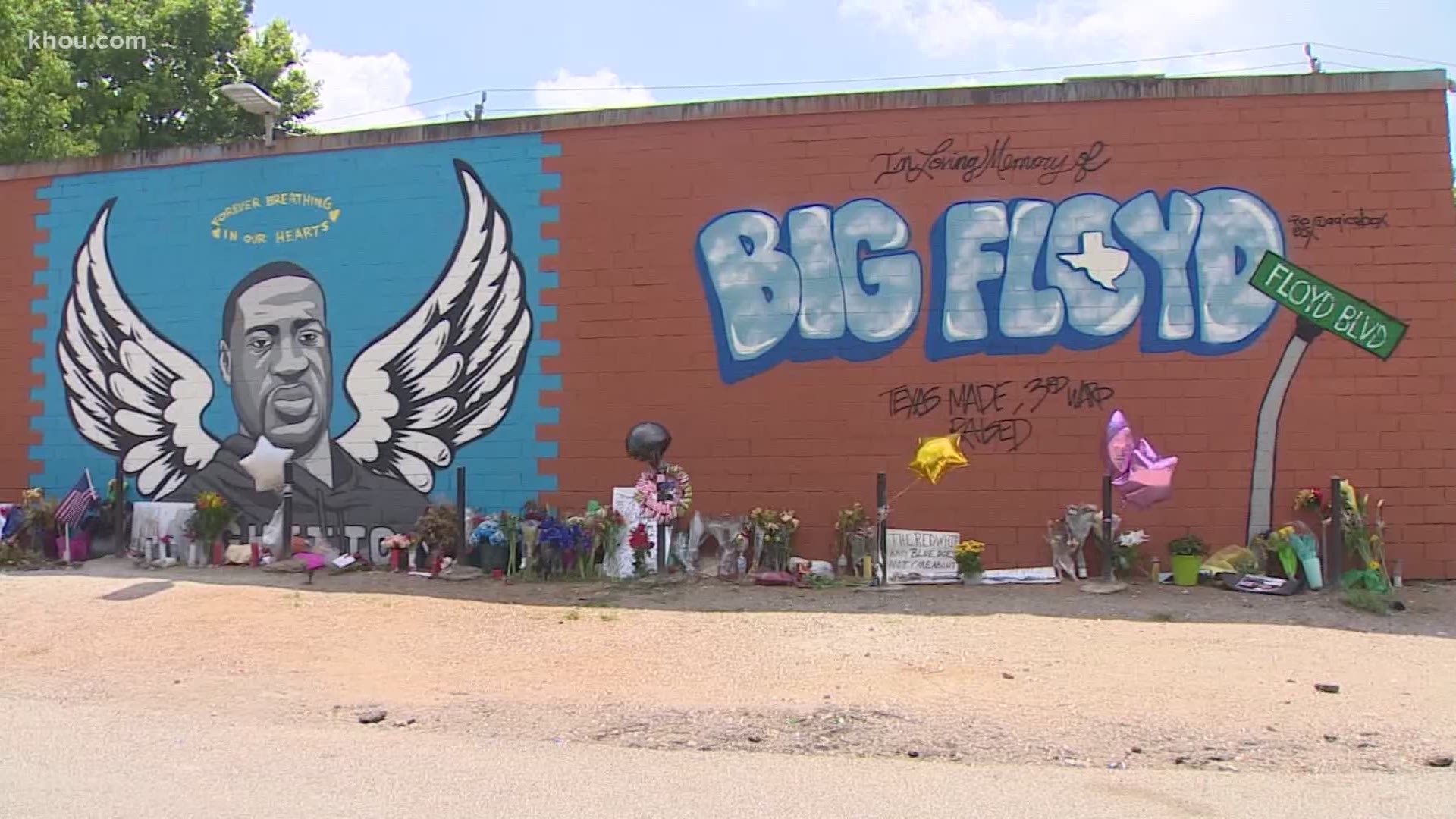 The mural, painted by Houston artist Donkeeboy, is meant to keep Floyd’s memory alive.