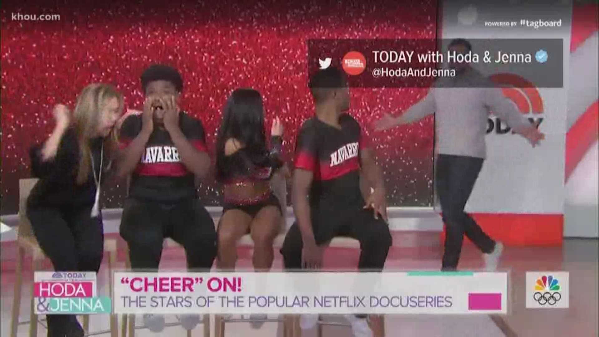 Texans star J.J. Watt surprised the Navarro College cheer team on the TODAY Show after he tweeted his love for the Netflix docuseries.