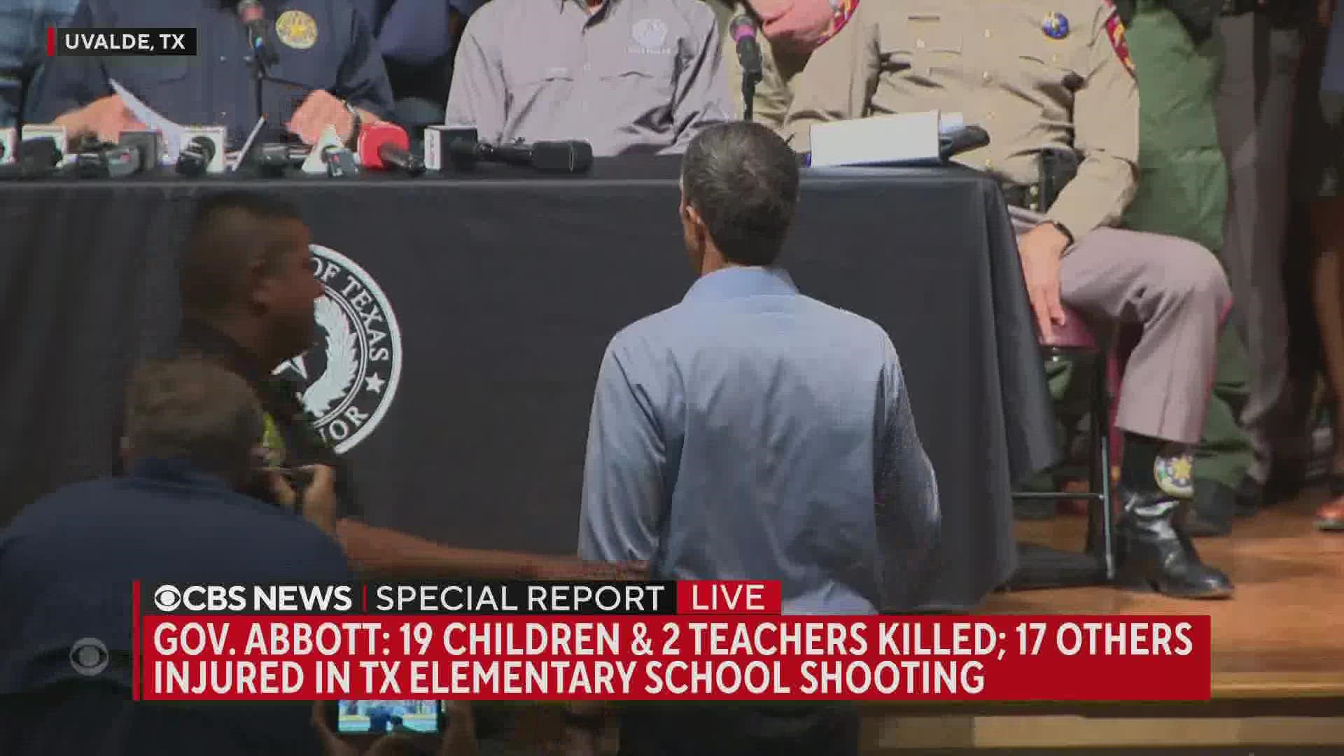Gubernatorial candidate Beto O'Rourke interrupted Gov. Greg Abbott's press conference on the Uvalde school shooting.