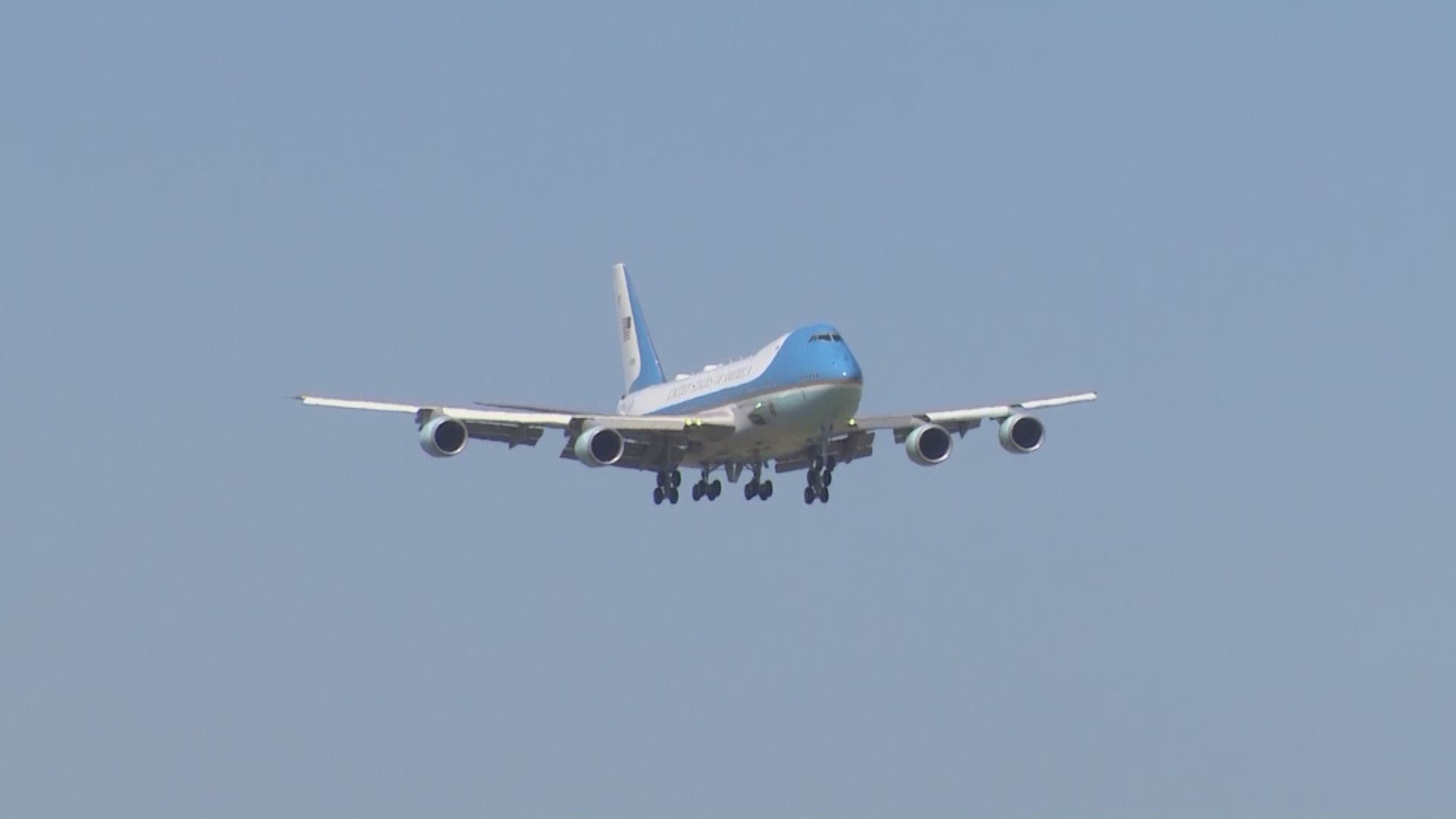 President Donald Trump arrived at Ellington Field just before 3 p.m. Wednesday ahead of his visit to Crosby.