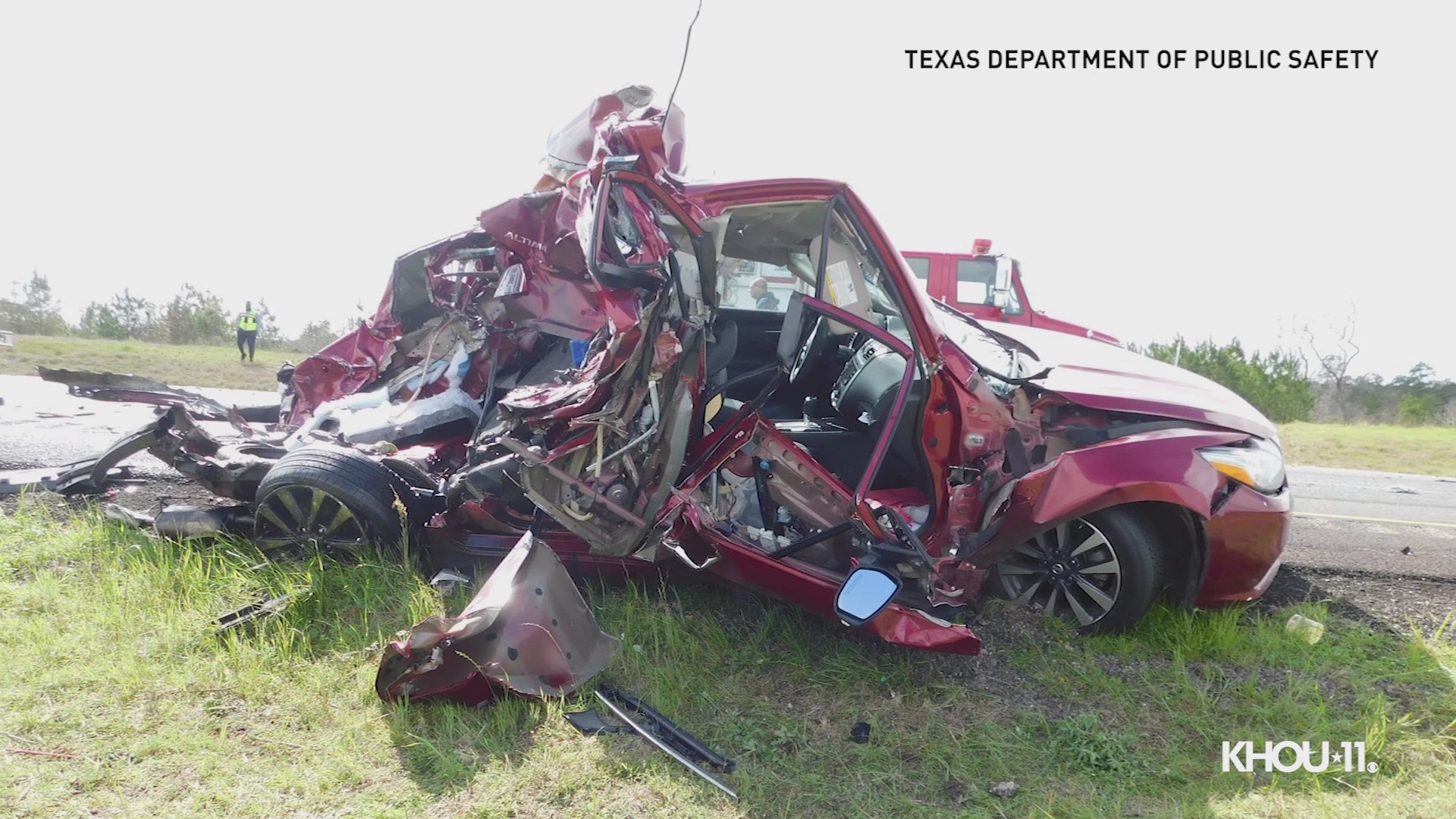DPS Troopers say an 18-wheeler slammed into two cars on the side of I-45 near mile marker 130.