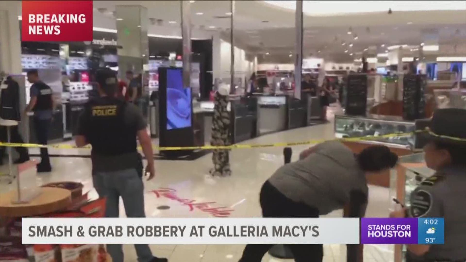 Police are searching for two men accused of robbing a business in the Galleria Mall on Wednesday. 