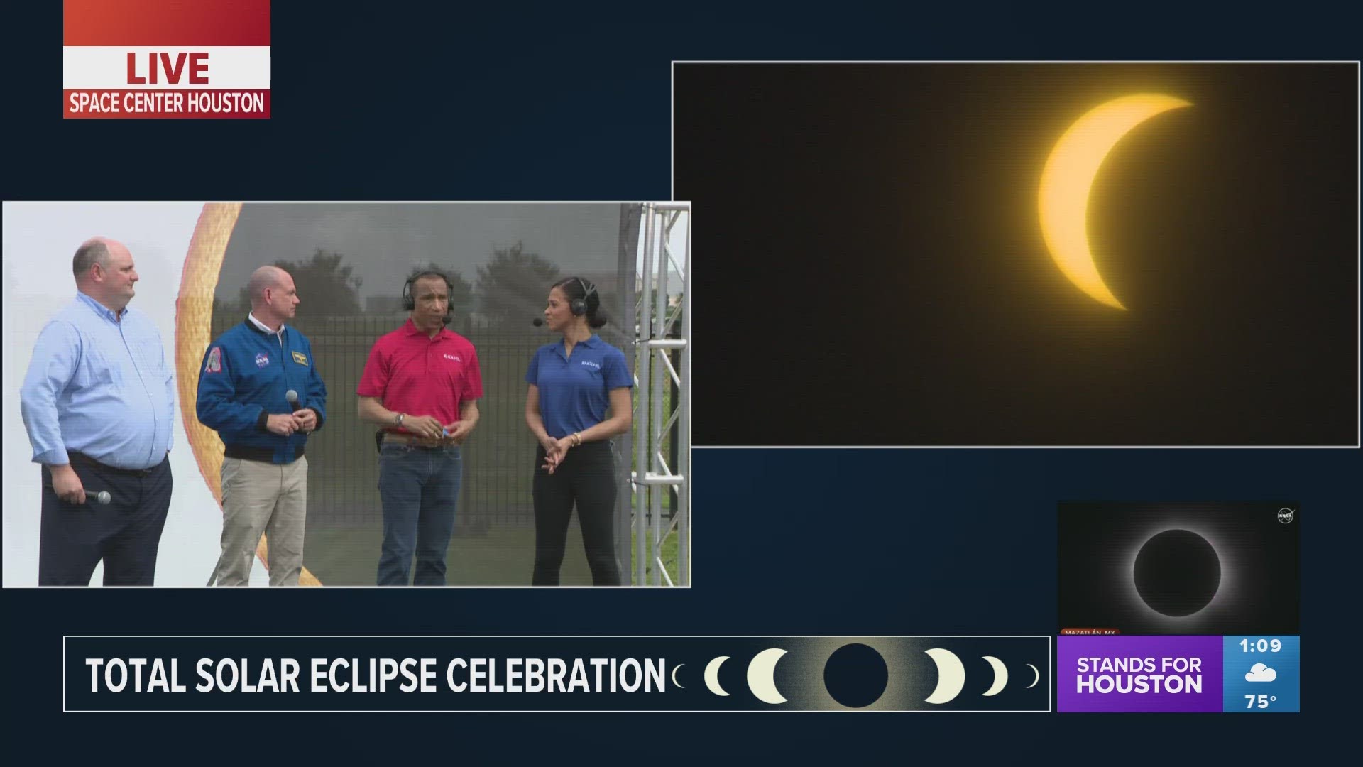 KHOU 11 was live at Space Center Houston during the solar eclipse on Monday, April 8.