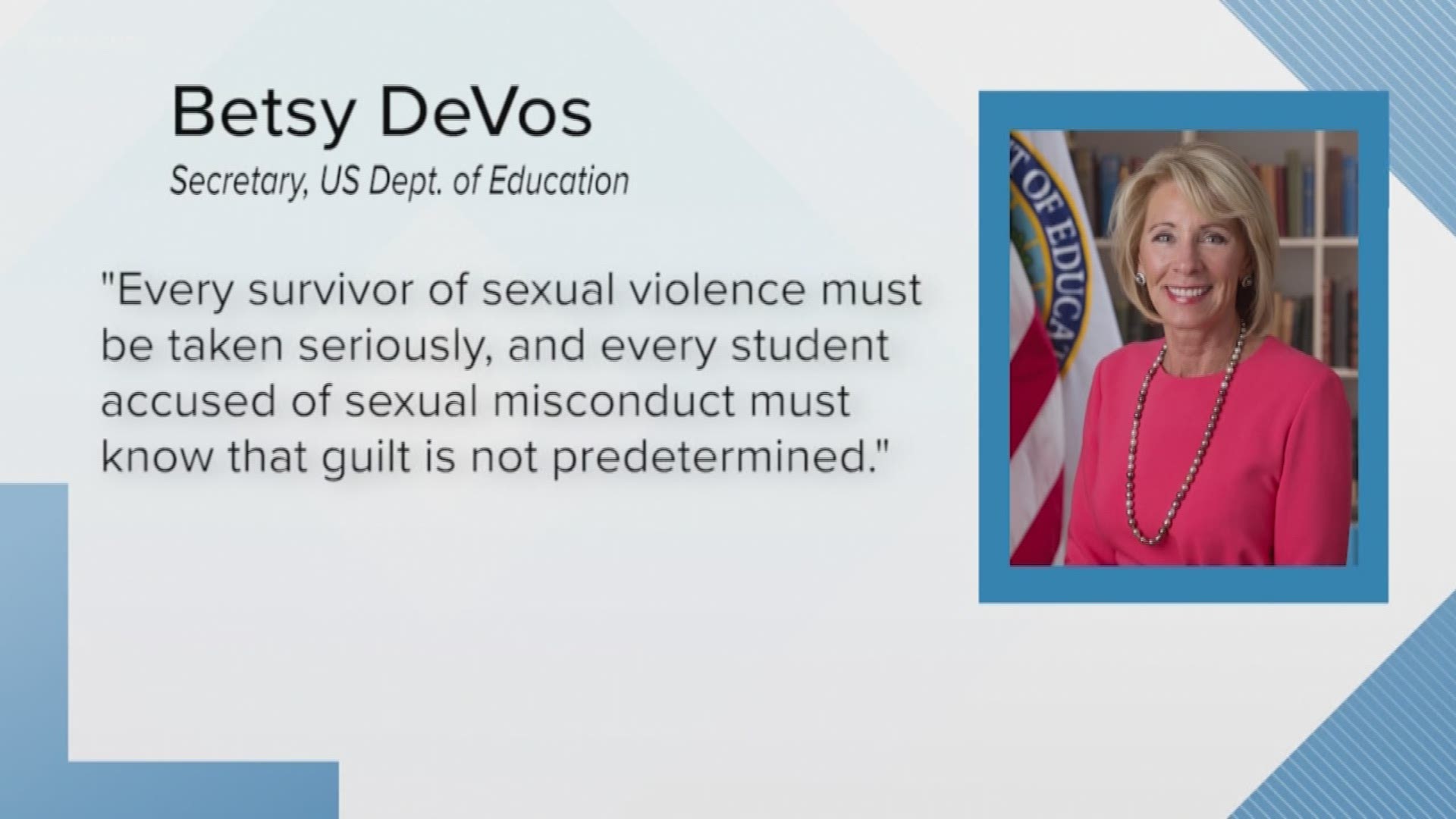 Education Secretary Betsy DeVos on Friday proposed a major overhaul to the way colleges and universities handle complaints of sexual misconduct, adding protections for students accused of assault and harassment, and narrowing the types of cases schools wo
