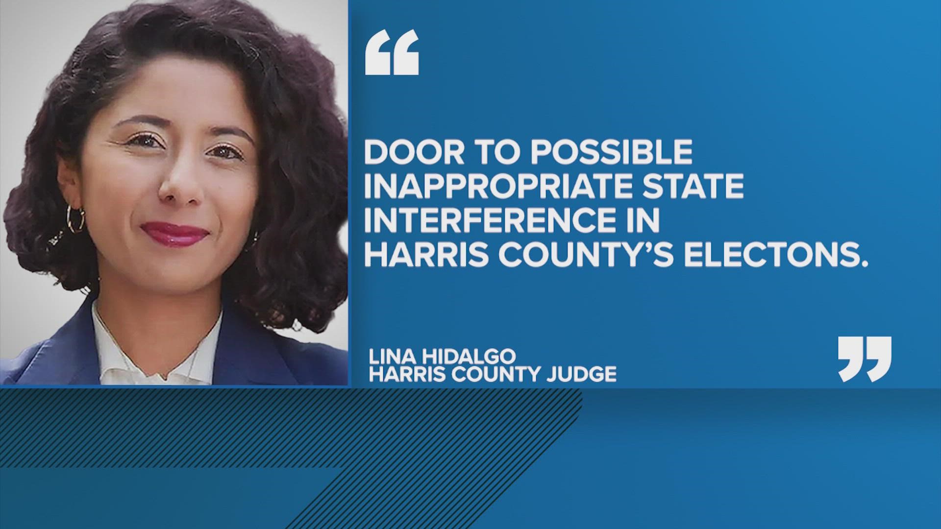 Harris County Judge Lina Hidalgo said the State sent the letter "potentially in an attempt to sabotage county efforts."