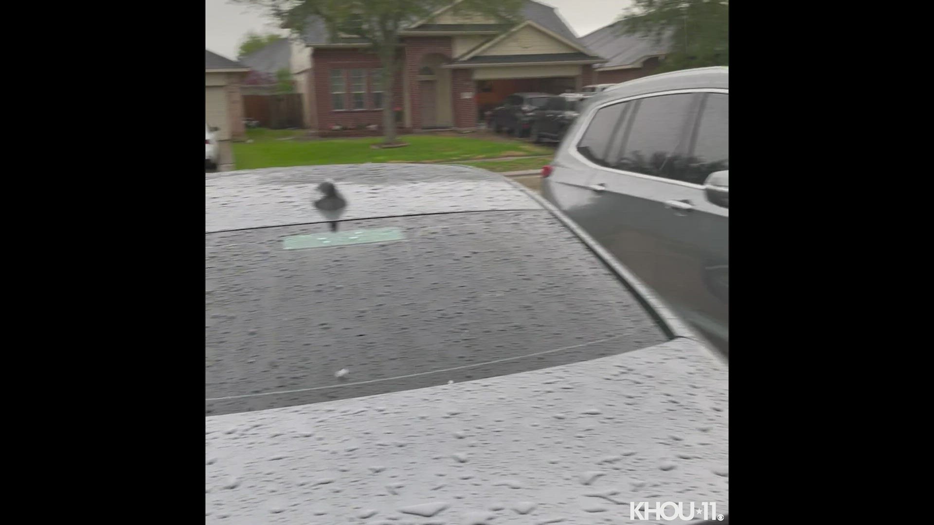 A cold front passed through the Houston area Wednesday 4/5 and brought along not only showers and storms but also hail. Video from Latisha Robles.