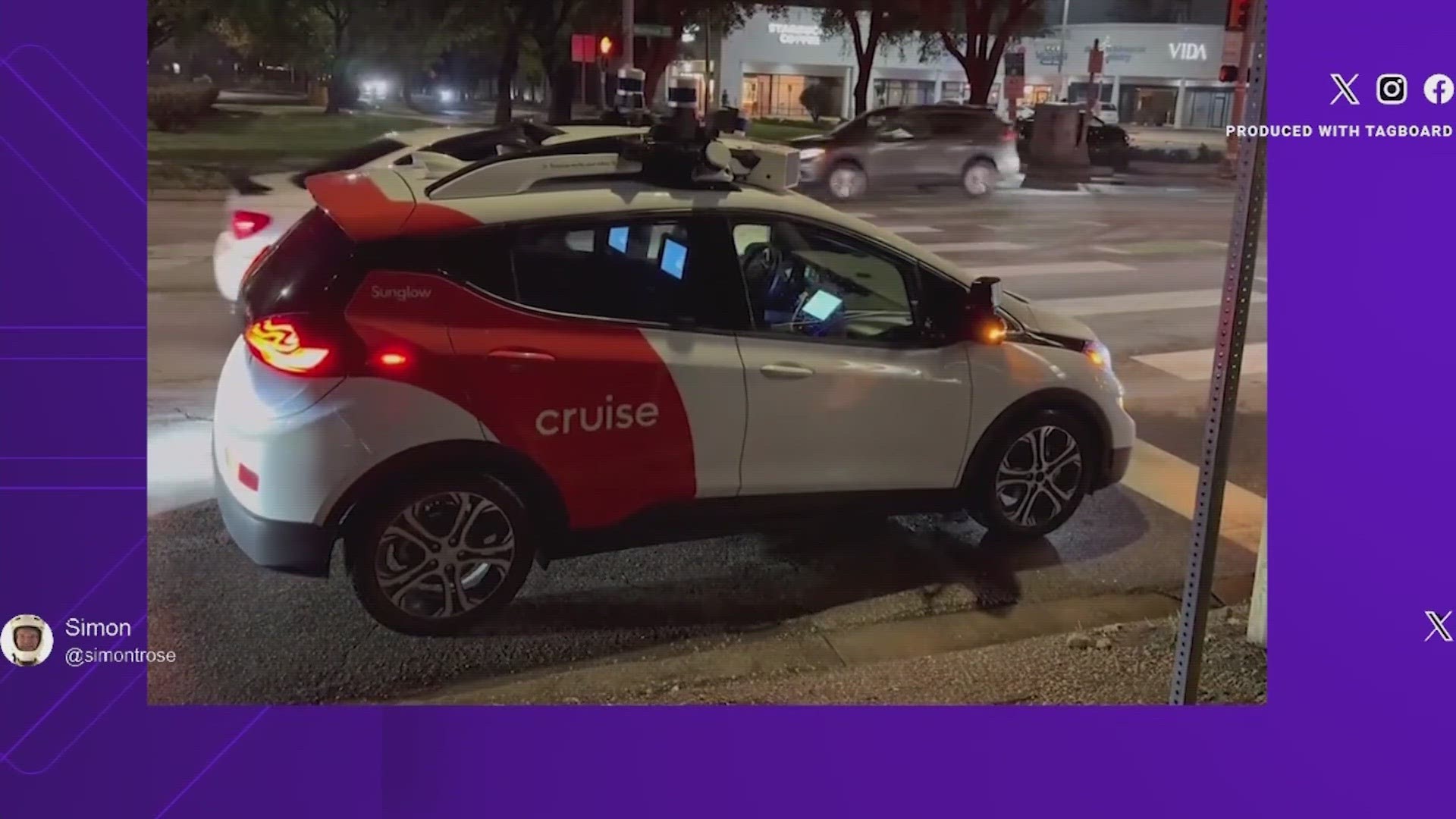 The ride-hailing company Cruise said a traffic light at Montrose and Hawthorne was stuck on red, causing a few vehicles to stop at the intersection for a few minutes