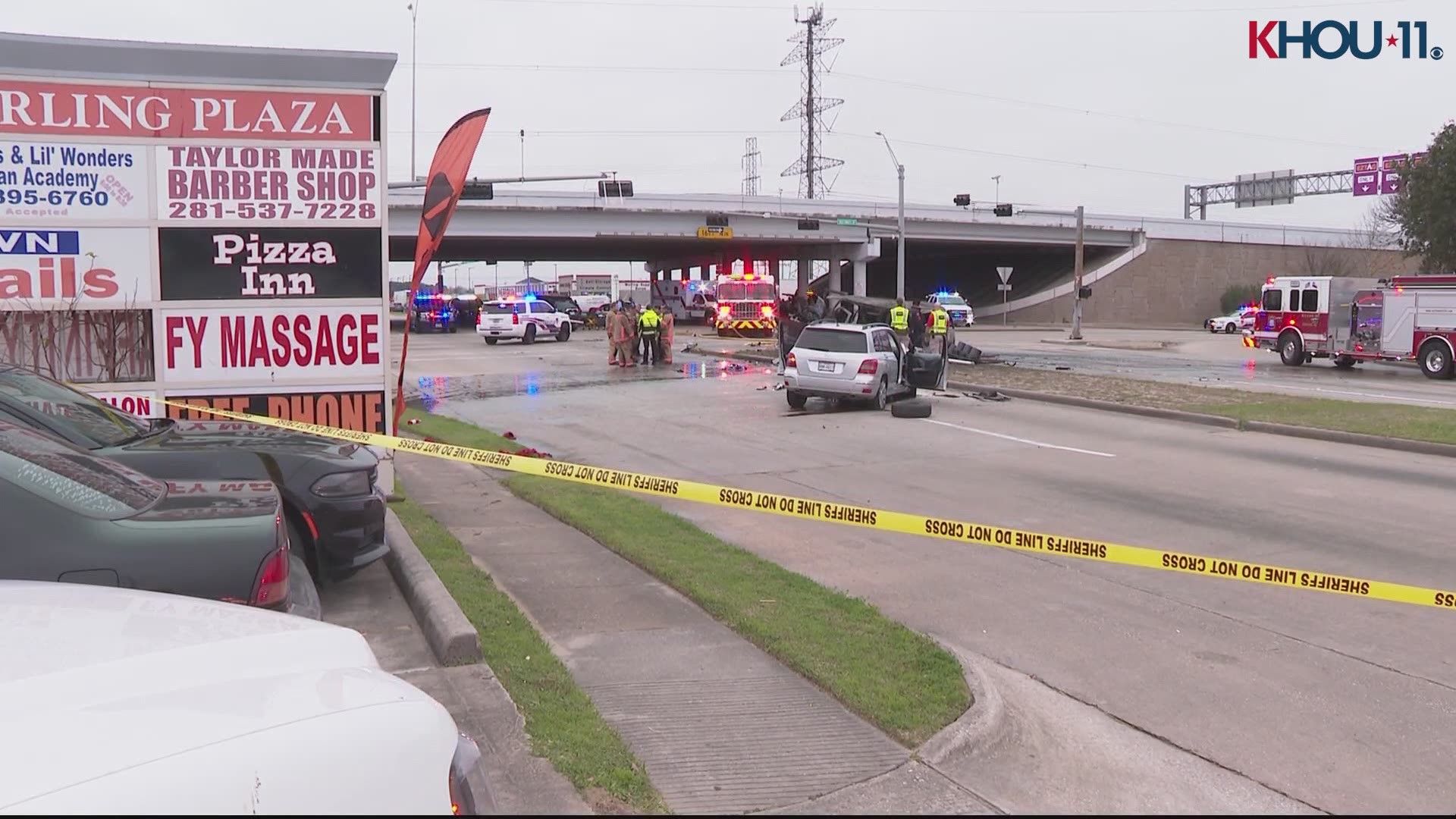 Harris County Precinct 4 authorities said three vehicles were involved in the crash on Antoine at the Beltway feeder.