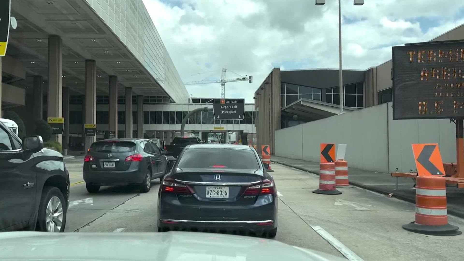 Travelers said construction and Spring Break are causing some heavy traffic at Bush Intercontinental Airport.