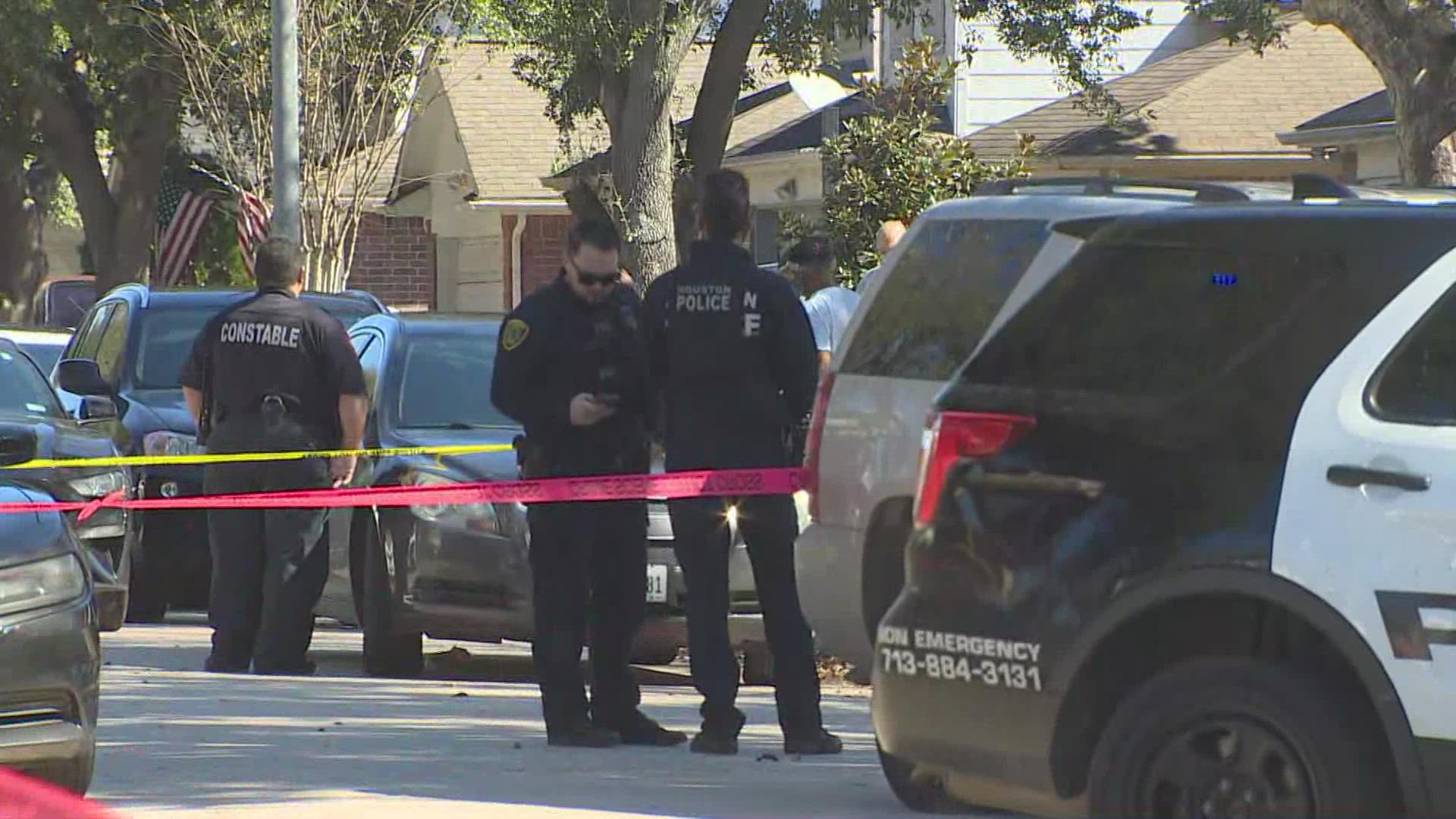 Houston police say a man began shooting at officers Monday morning when they tried to arrest him. Authorities from the city and Harris County are investigating.