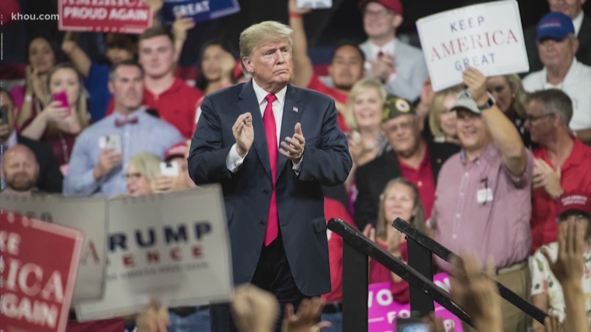 President Donald Trump's Monday rally in Houston has been moved from NRG Arena to Toyota Center.