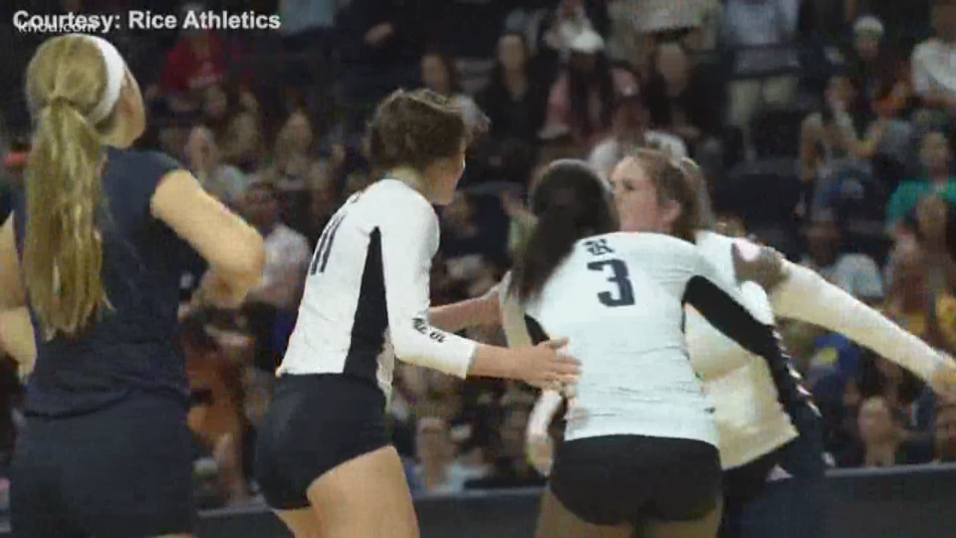 The Rice Owls women's volleyball team upset Texas, putting them in the top 25 -- a win for the history books.