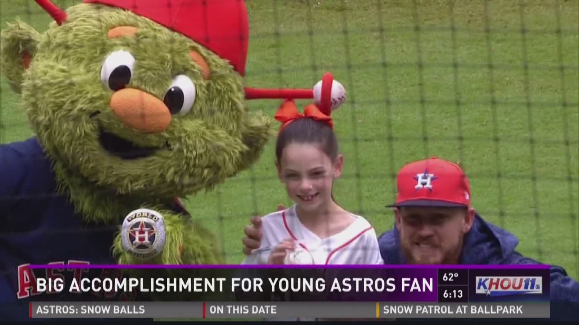 Young Astros fan throws first pitch after health obstacles