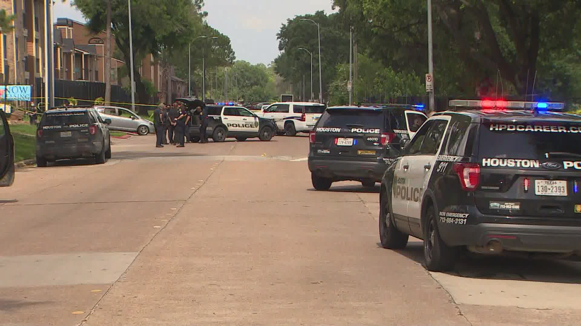 Houston police said a possible suspect was detained after the shooting in the 5600 block of De Soto.