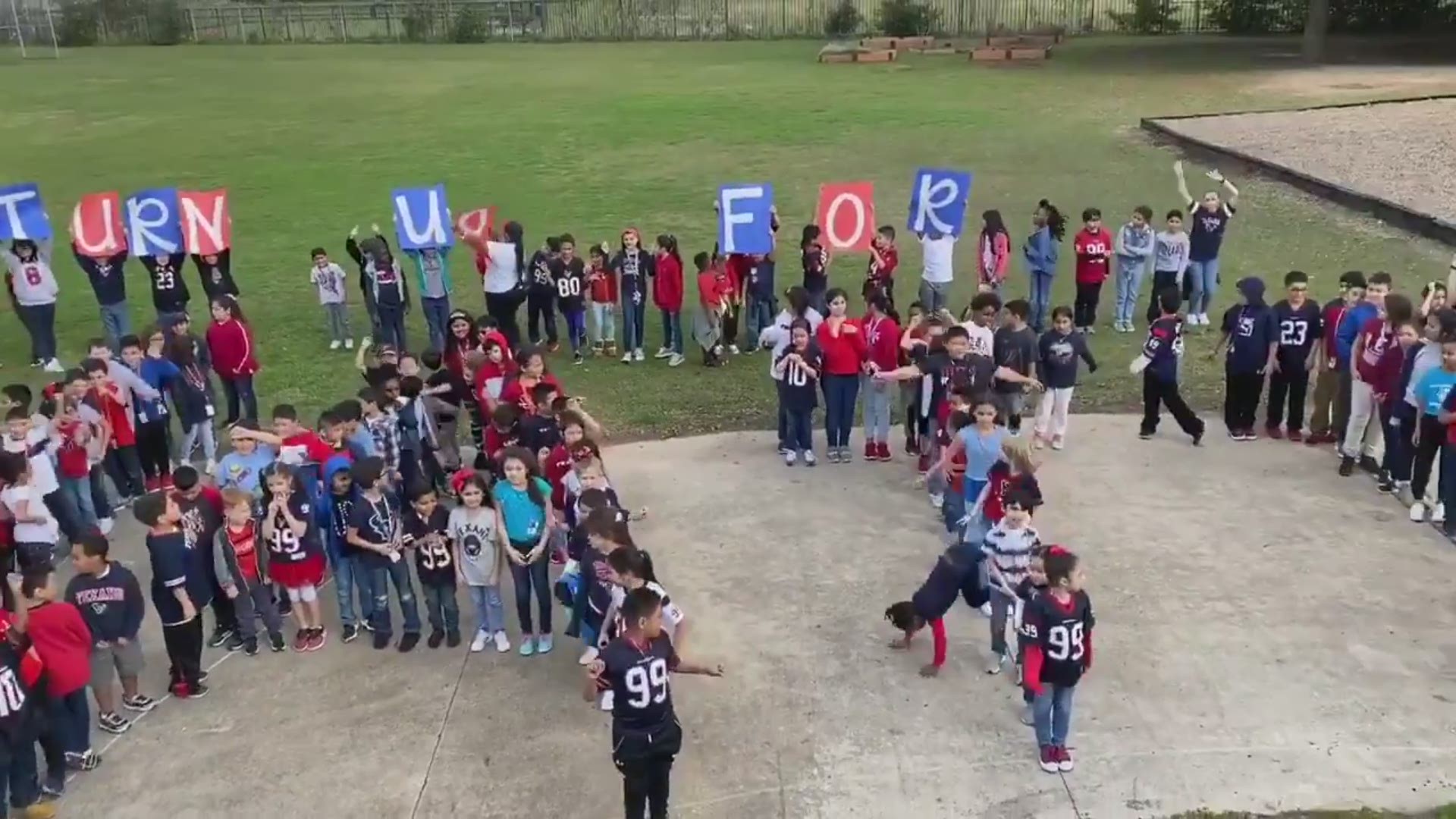 A Katy ISD elementary school has grabbed the attention of Texans star J.J. Watt as students on Thursday celebrated the 99th day of school.