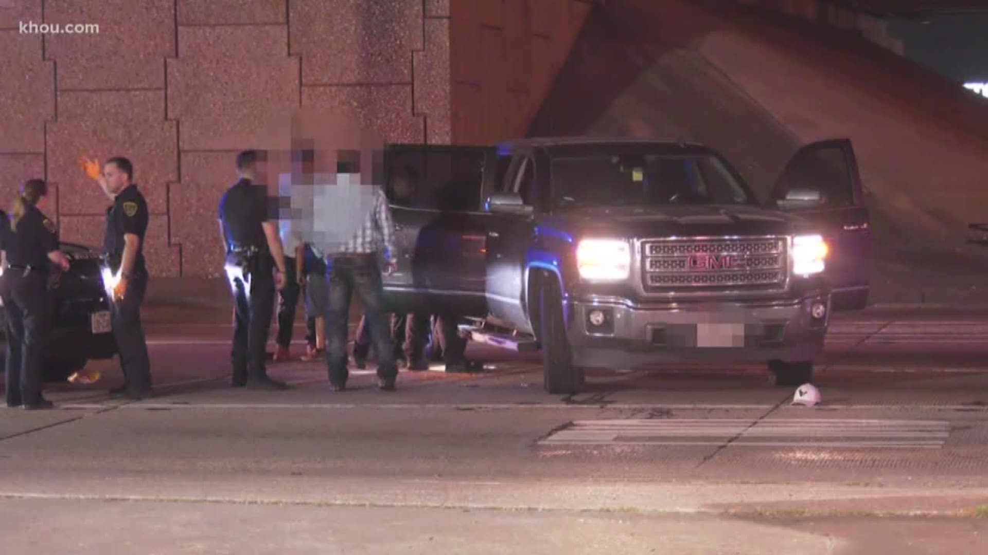 Houston Police say a dangerous freeway shooter is still on the loose after shooting at a family's pickup truck along the Gulf Freeway late Saturday night.