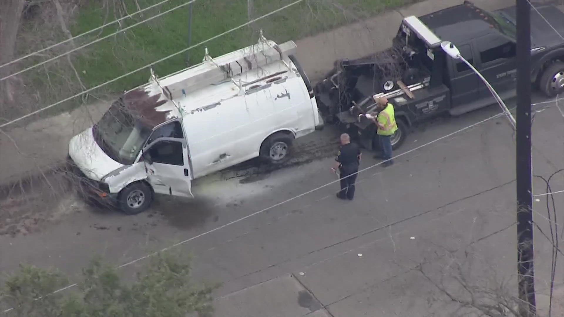 The chase, which involved a burglary suspect, caused an innocent driver to crash into the fence of an apartment complex. The suspect crashed out nearby.