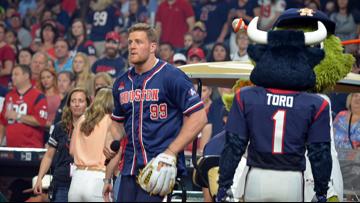 JJ Watt with Baby Son at Houston Texans Ring of Honor Induction