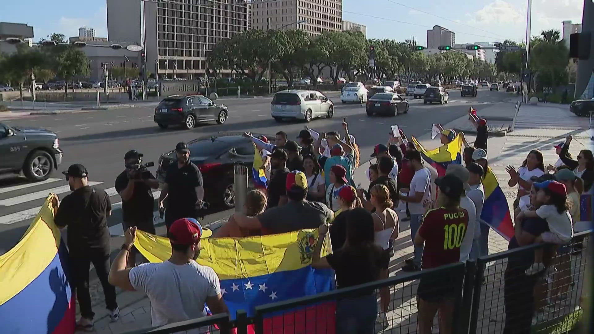 The protestors who showed up in the Galleria area and Sugarland were angry with President Nicolas Maduro, who is claiming victory in Sunday’s elections.