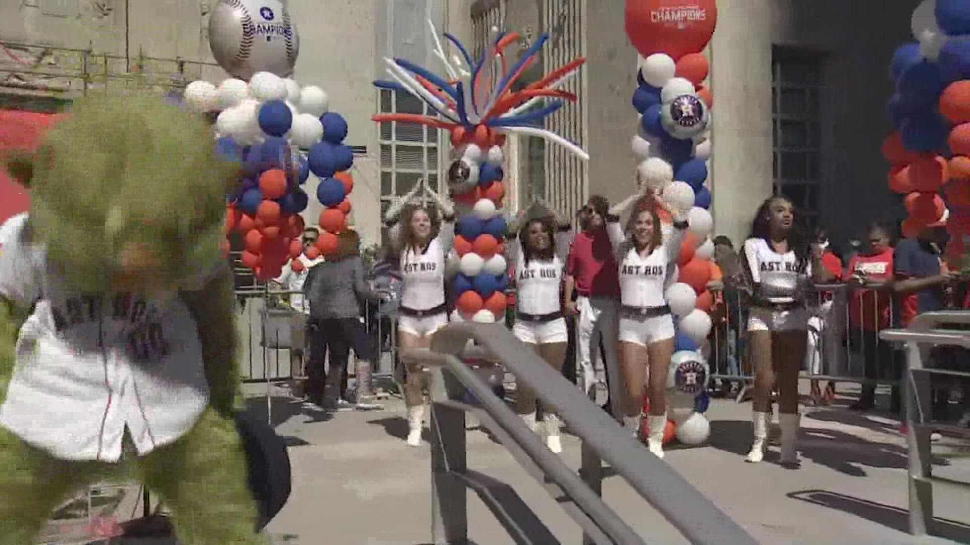The City of Houston hosted a rally in front of City Hall to celebrate the Astros making it to the playoffs.