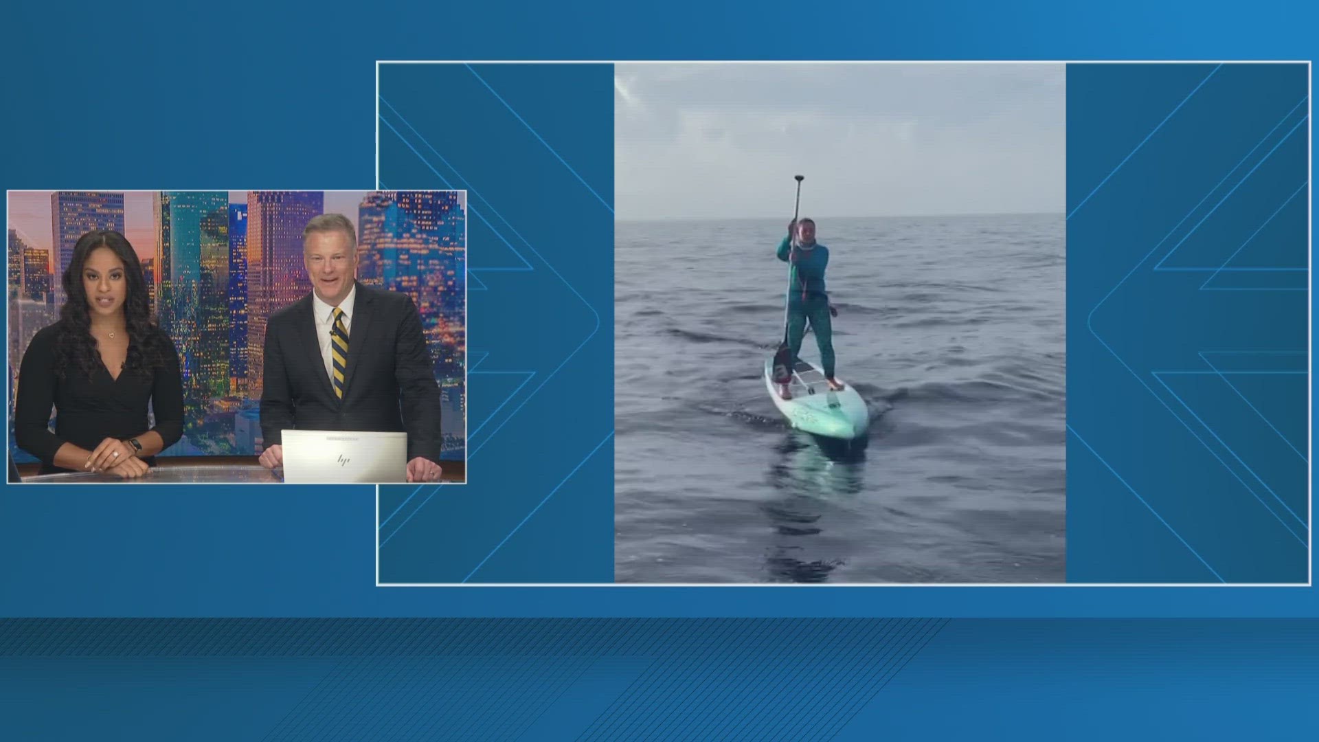 The shark incident happened during a fundraising event where people paddleboard for about 75 miles from the Bahamas to Florida.