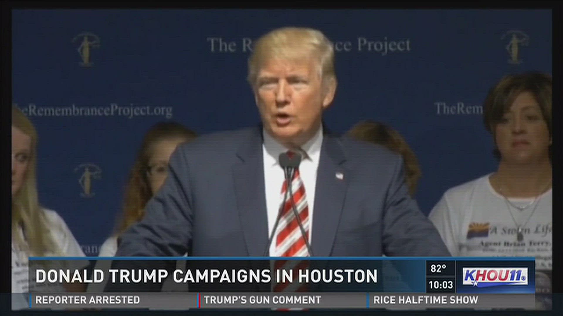 Trump spoke at the Omni Hotel in Houston on Saturday. He addressed the Remembrance Project - a group dedicated to helping the families of those who were killed by undocumented immigrants.