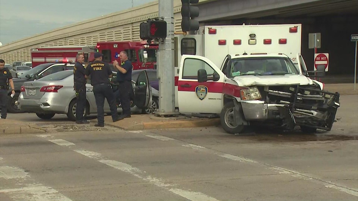 Two first responders injured in ambulance crash on Southwest Freeway ...