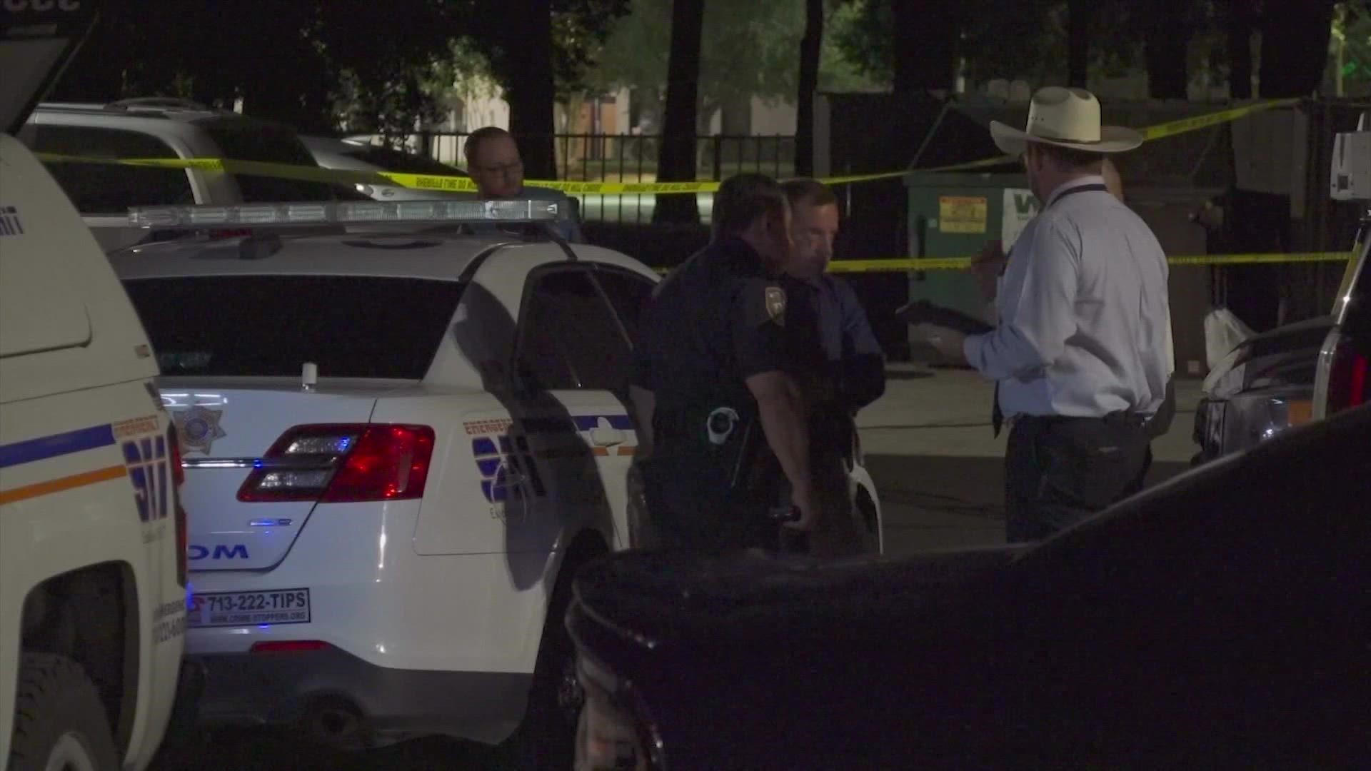 A man reportedly armed with knives was shot by a Harris County Sheriff's deputy Saturday, according to the department. The man reportedly assaulted a woman.