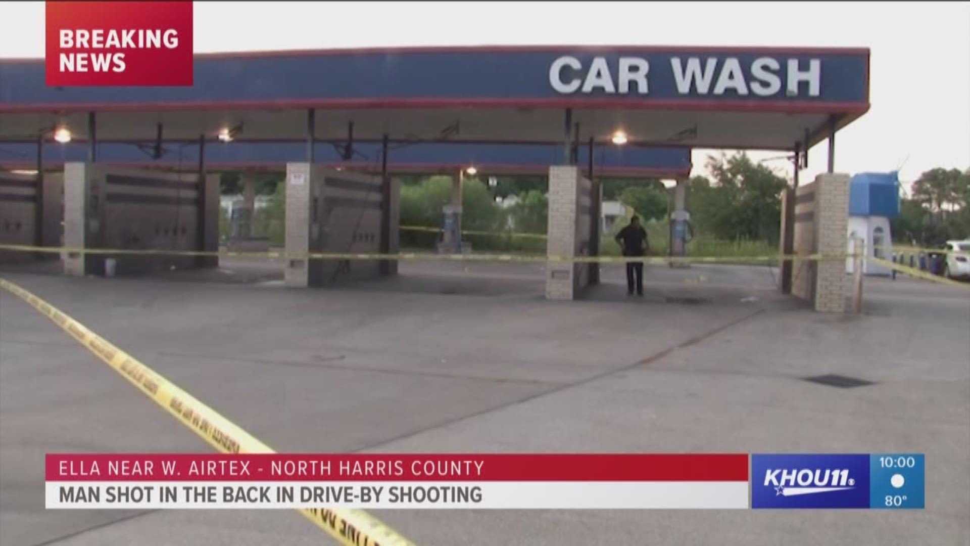 A man was wounded Tuesday evening in a drive-by shooting in north Harris County.