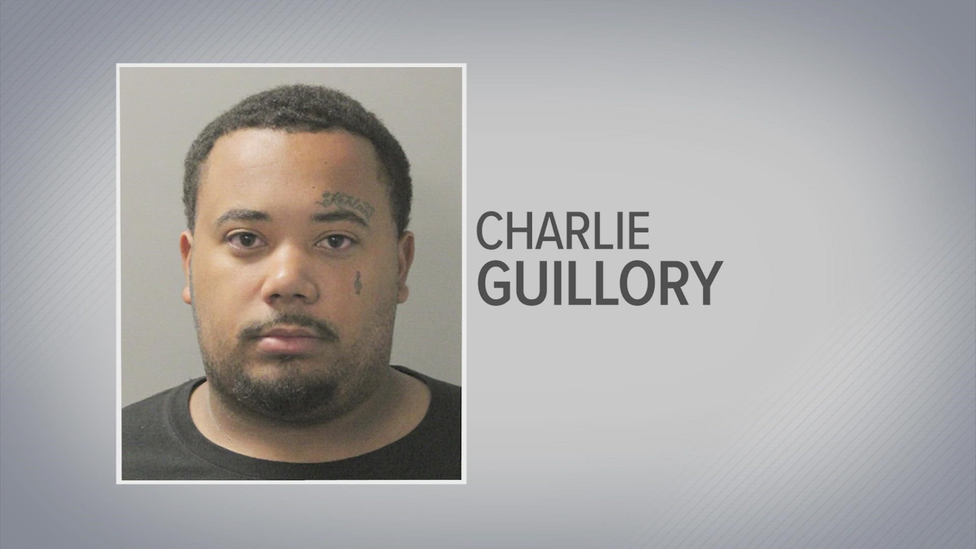 Houston Police said Charlie Guillory is wanted for questioning in the shooting that left one man dead and another injured, but he has not been charged.