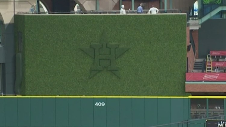 Minute Maid Park outfield with grass star wall during a MLB