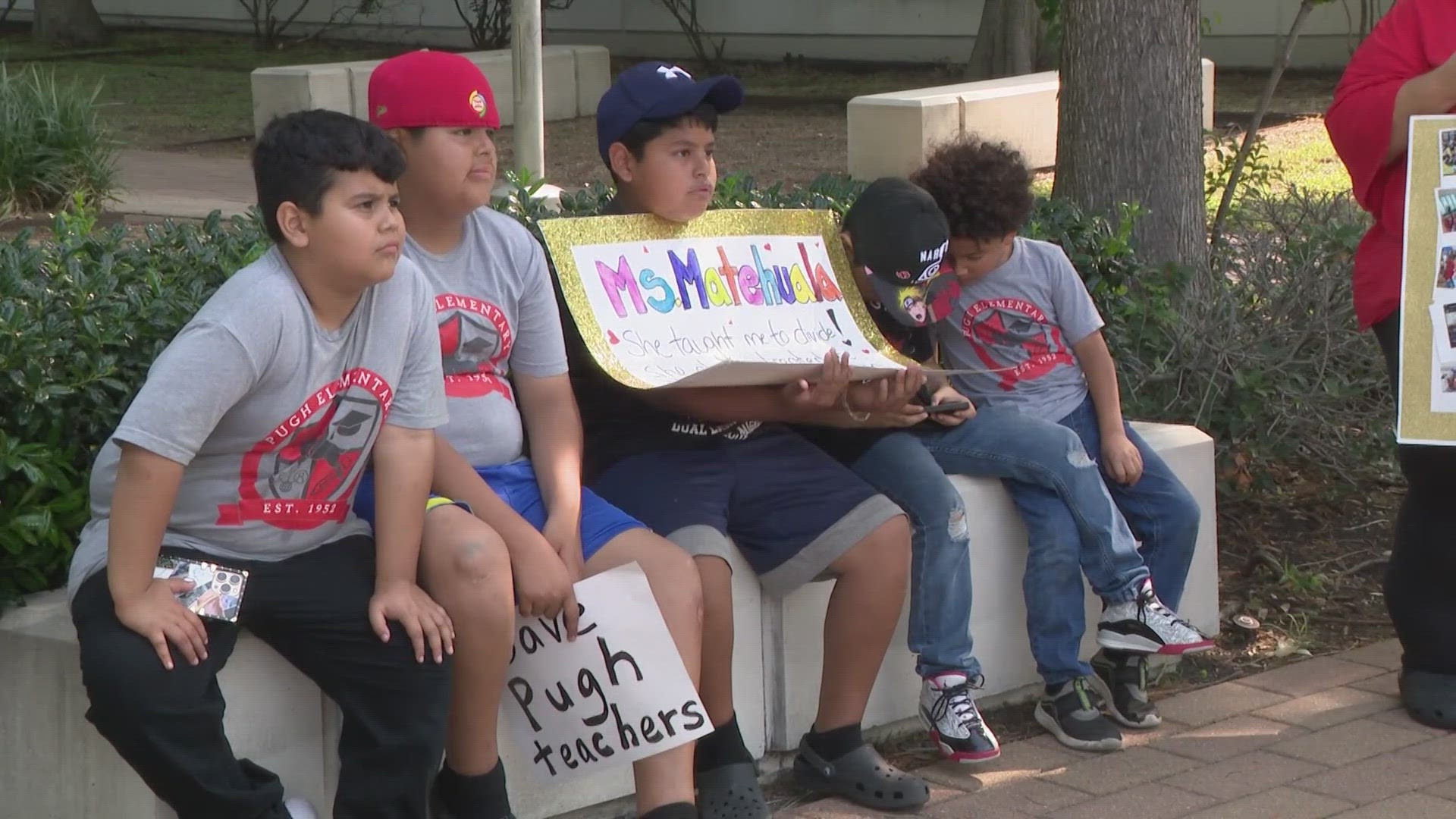 The protesters were from Pugh Elementary and said they don't want to lose any teachers from there. HISD is holding a public meeting  tonight at 5:30 p.m.