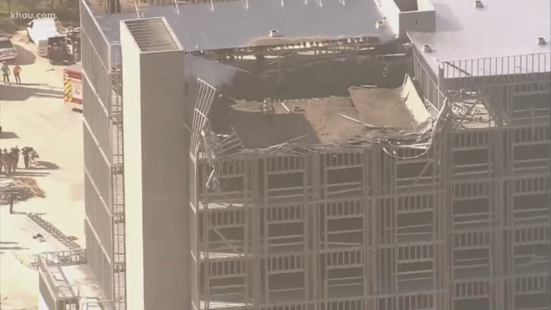 Nine people were taken to the hospital after a roof collapsed at a hotel under construction. The workers suffered minor injuries.