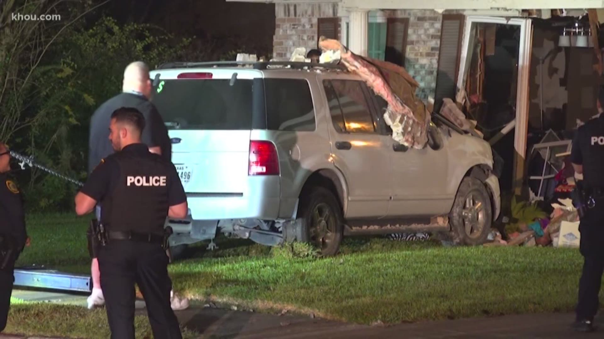 A teenager who took his parents’ SUV out for a late-night drive is in custody after crashing it into a home during a pursuit, police said early Tuesday.