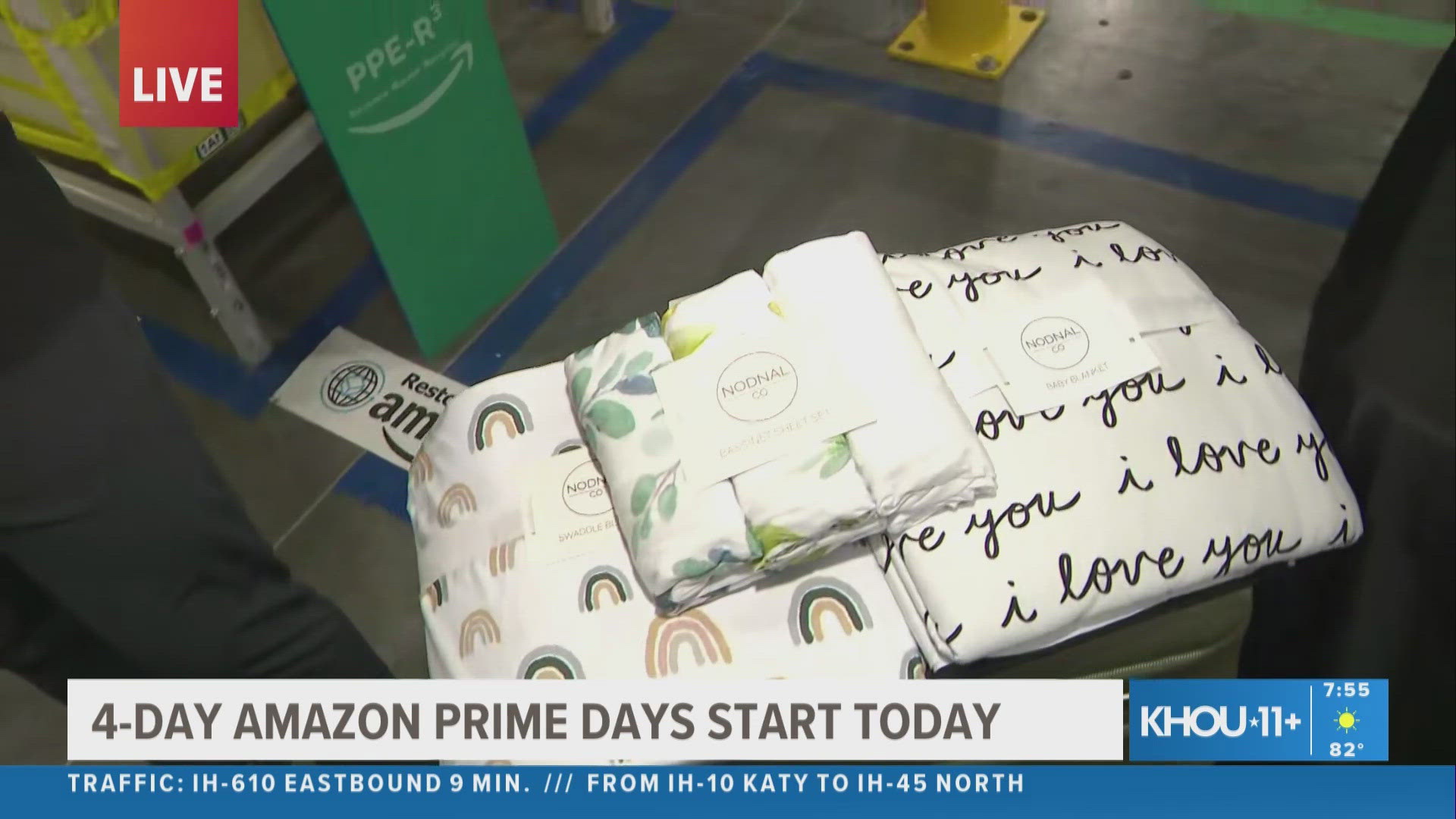 Julissa Garza visits an Amazon warehouse to speak with the team behind Nodnal, a small business known for high-quality baby bedding. 